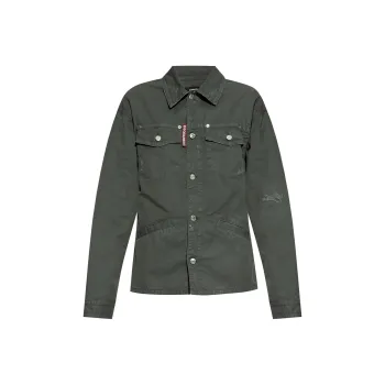 DSQUARED 2 Button Up Distressed Belted Overshirt