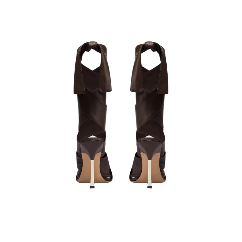 Paris Texas Lorena One Strap Sandals 10cm Women's Chocolate Brown-4