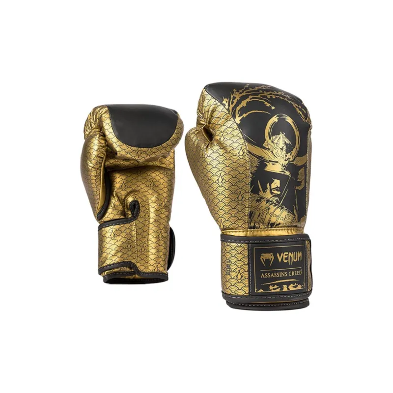 VENUM Boxing Gloves PU Leather Unisex Black/Gold Color-1