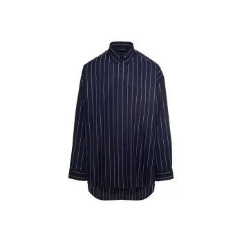 Balenciaga Logo Embroidered Striped Oversize Shirt