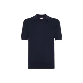 Brunello Cucinelli Fine Knitted Ribbed Polo Shirt