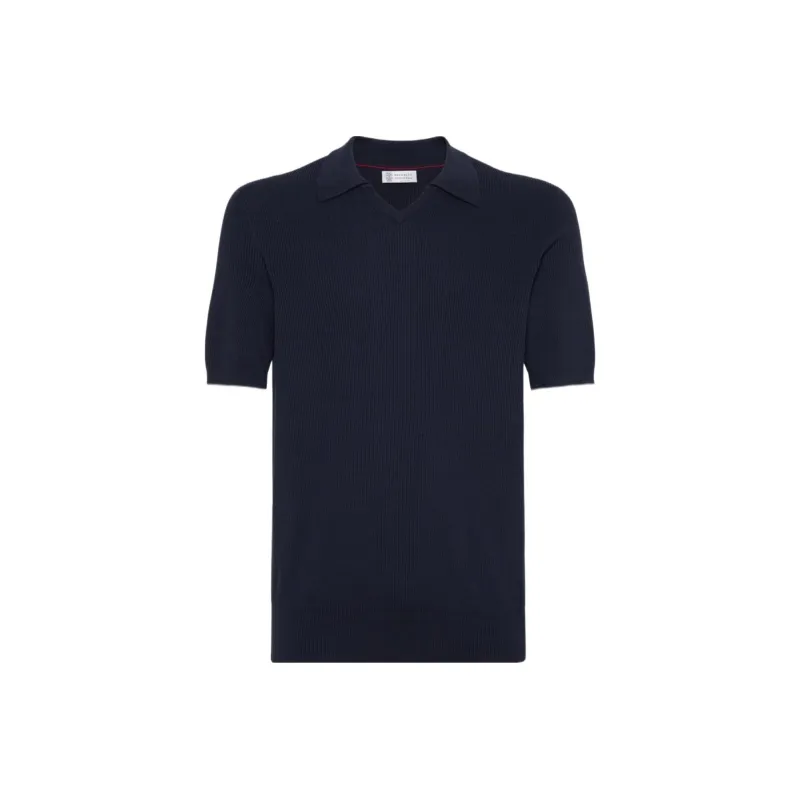 Brunello Cucinelli Fine Knitted Ribbed Polo Shirt-0