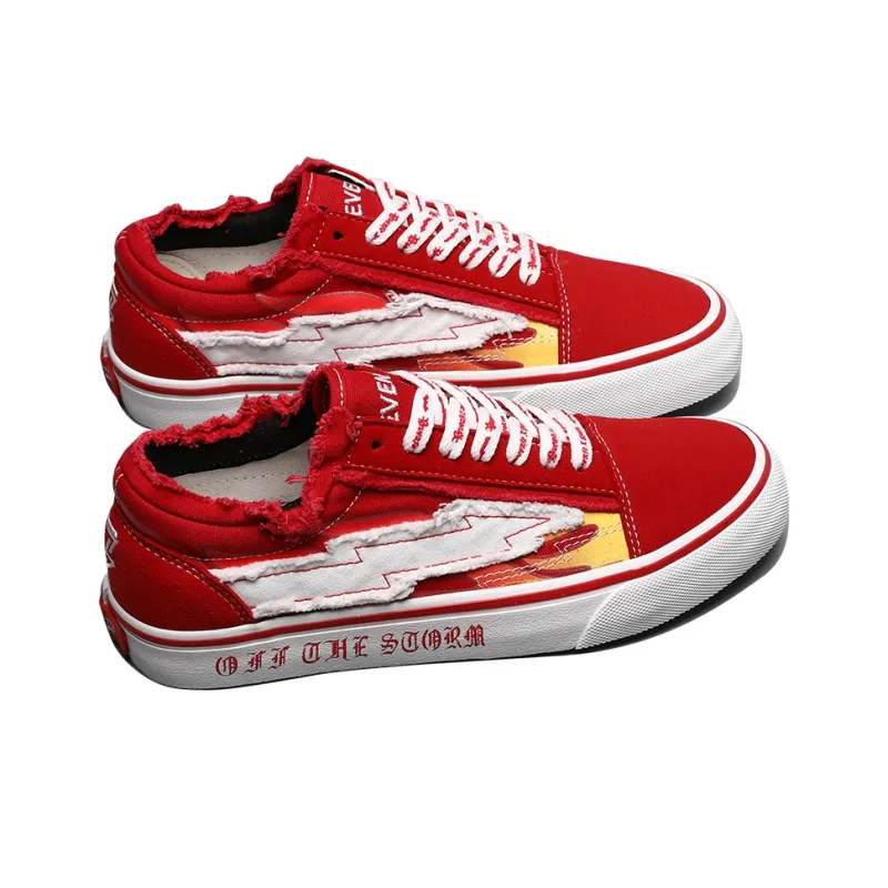 REVENFE X SPOTM x BURNING FLAME Slip Resistant, Breathable, Lightweight Low Top Canvas Shoes Unisex-2
