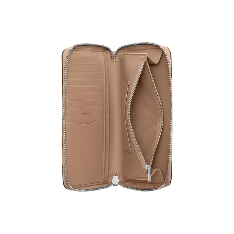 COACH Zip Around Coated Canvas Wallet Small Size Women's Silver & Sand & Taupe-2