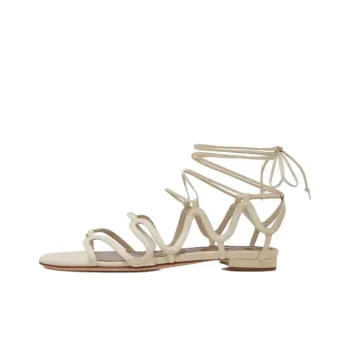 MANOLO BLAHNIK Fawdaflat One Strap Sandals Women's Cream White
