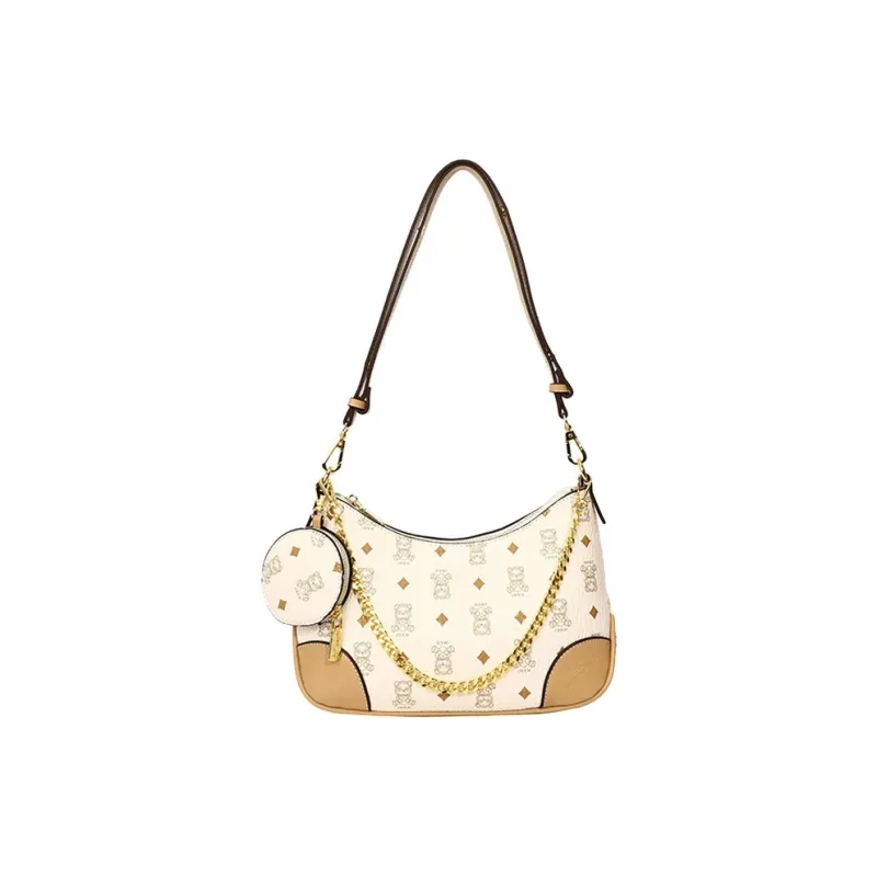 XIANGSU PU Shoulder Bag Women's Ecru/Brown-6