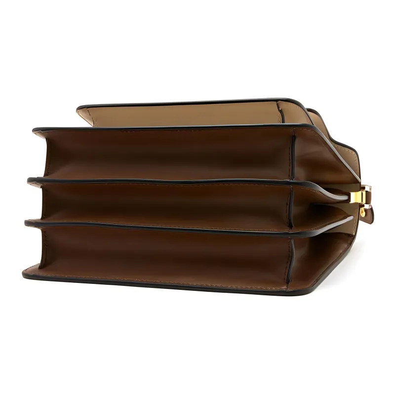 MARNI Trunk Cow Leather Trunk Bag, Shoulder Bag Women's Beige Brown-3