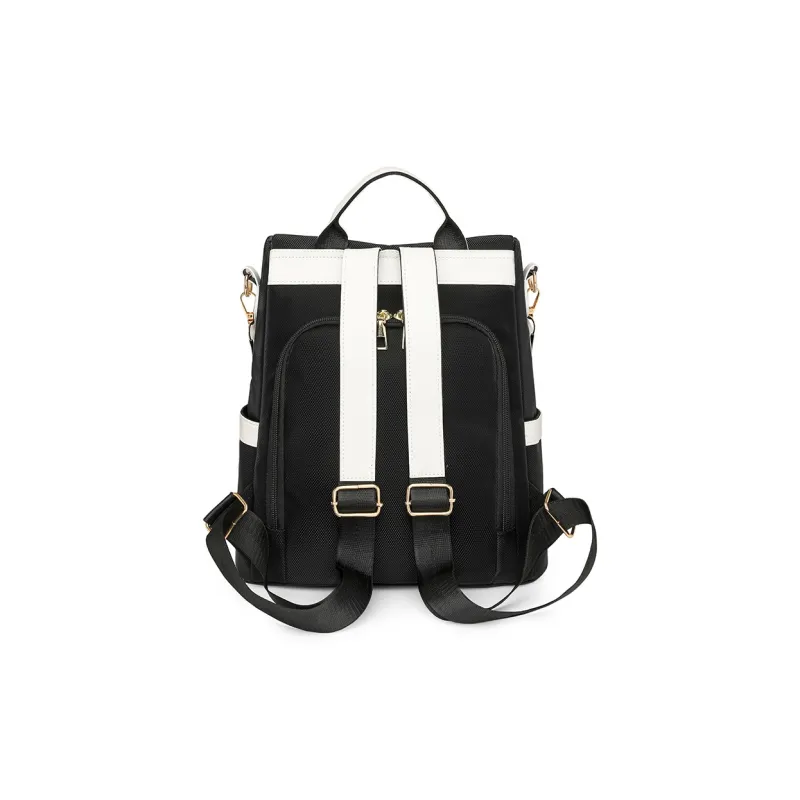 Single Warehouse PU Backpack Regular Unisex Black & White/Black & Brown/Caramel/Blue/Red/Pink-22