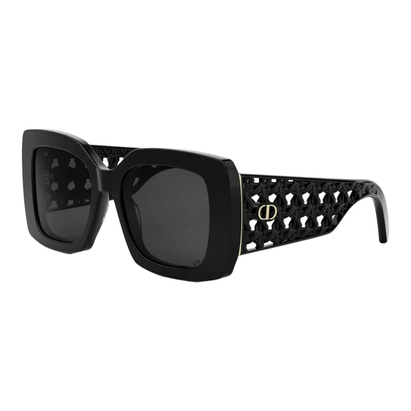 DIOR Acetate Polyamide Resin Square Sunglasses Women's Black-3