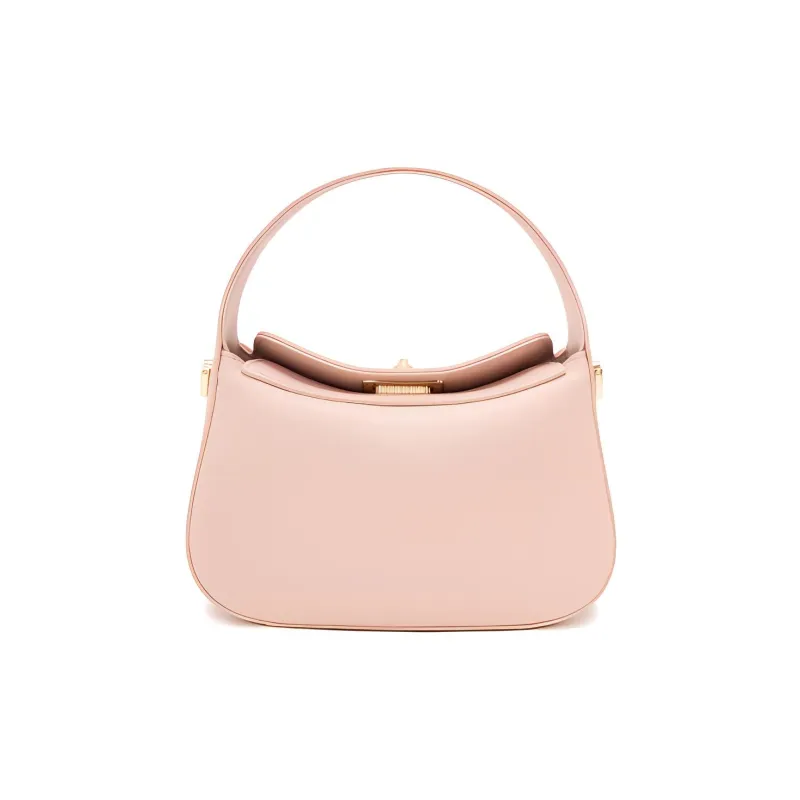 ELLE Leather Crossbody Handbag Small Size Women's Pink/Black/Green-2