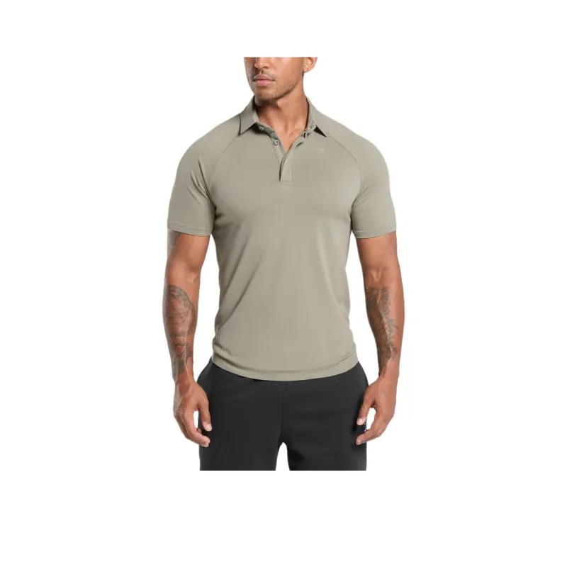 GYMSHARK Polo Shirt Men's Linen Brown-0