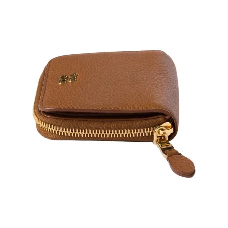 MIU MIU Cow Leather Wallet Unisex Brandy-3