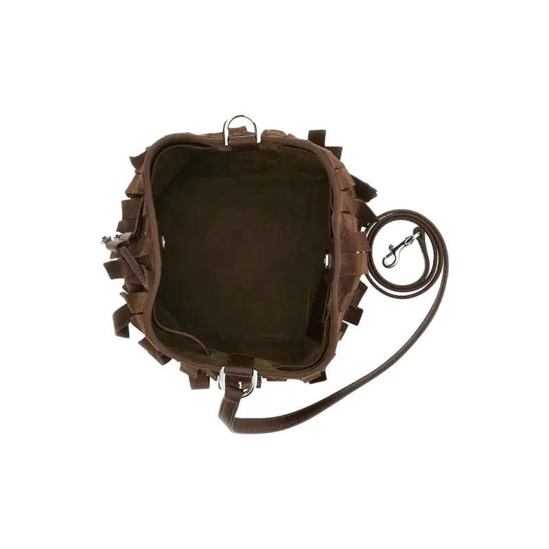 HOGAN Suede Bucket Bags Crossbody Bag, Shoulder Bag Mini Women's Brown-3