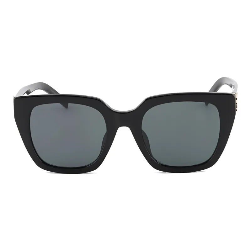 SAINT LAURENT Plate And Metal Square Sunglasses Women's Black-1