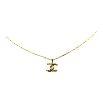 CHANEL 1982 Plated Cc Pendant Necklace Costume Necklace