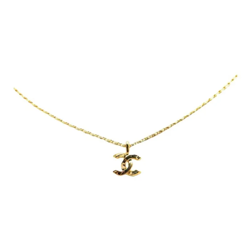 CHANEL 1982 Plated Cc Pendant Necklace Costume Necklace-0