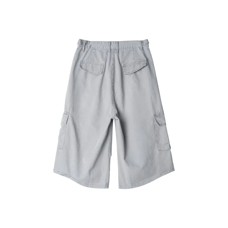 HOKLV Denim Shorts Unisex Burgundy-32