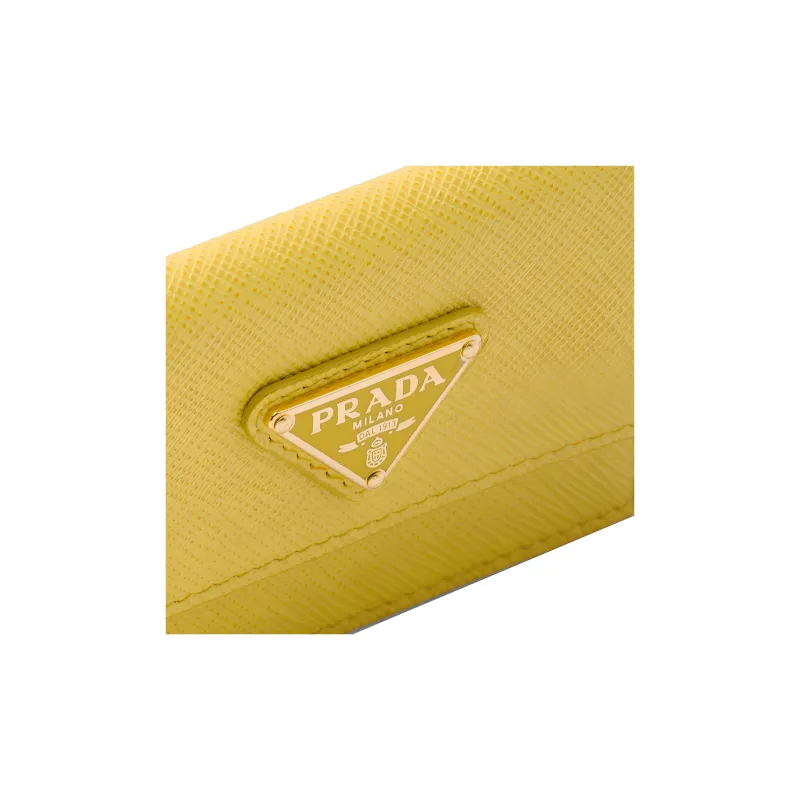 PRADA Saffiano Leather Card Clip Card Holder Women's Sunlight Yellow-3