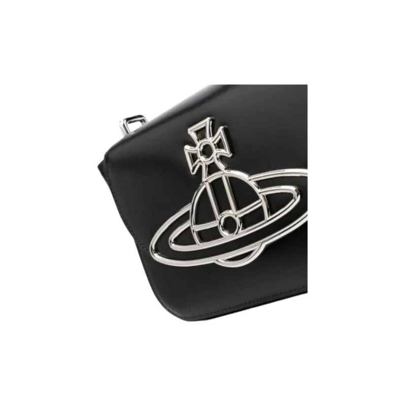 Vivienne Westwood Linda Calfskin Shoulder Bag, Crossbody Bag Women's Black-3
