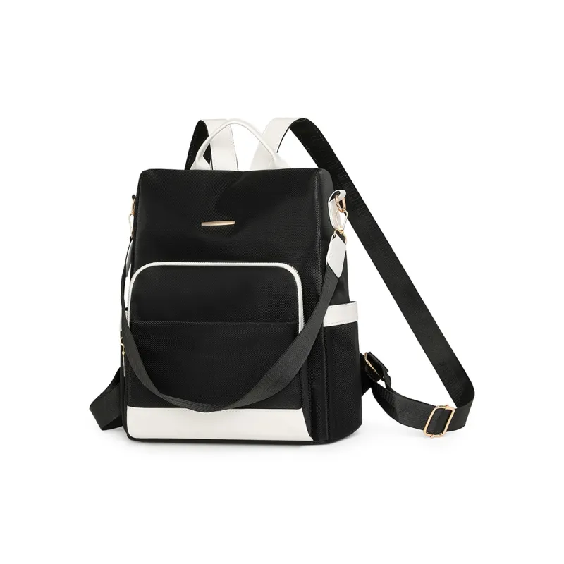 Single Warehouse PU Backpack Regular Unisex Black & White/Black & Brown/Caramel/Blue/Red/Pink-21