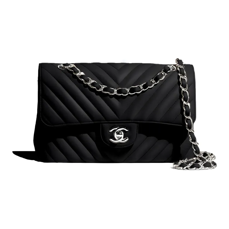 CHANEL Classic Flap CF Calfskin Flap Bag, Shoulder Bag, Crossbody Bag Trumpets Women's Black-0