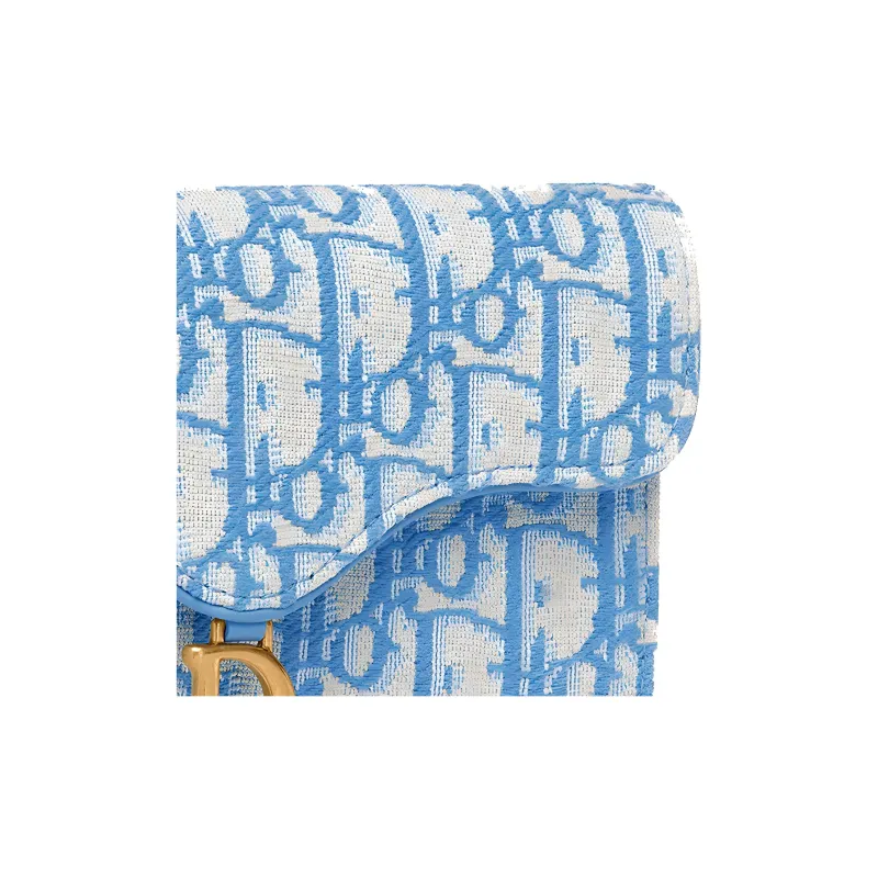 DIOR Jacquard Canvas Coin Purses Card Holders Women's Cornflower Blue-5