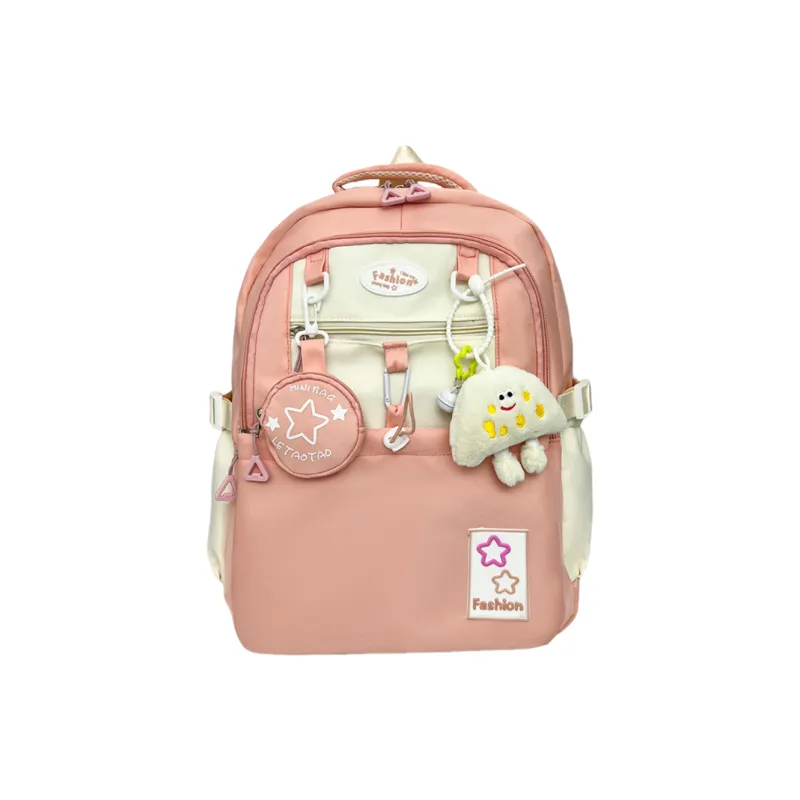 Yalu Nylon Backpack Regular Unisex Black/Pink/Purple/Light Yellow/Peacock Blue/Brown-7