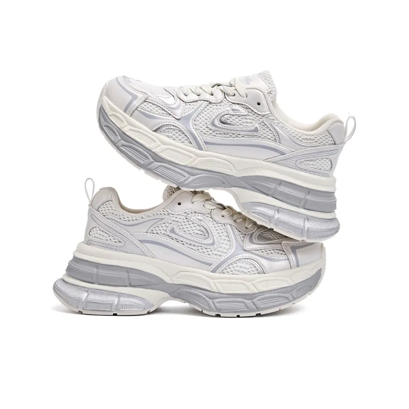 La Chapelle Cushioning, Slip Resistant, And Abrasion Resistant Low Top Chunky Sneakers Women's Apricot-4