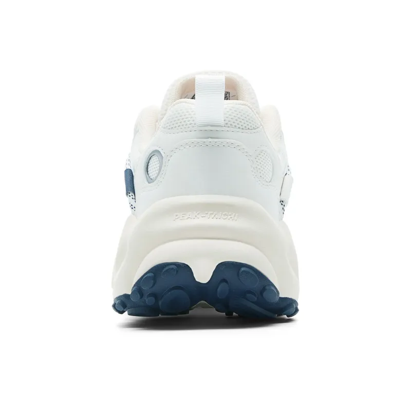 PEAK Taichi Bagel Shoes Abrasion Resistant Lightweight Rebound Low Top Casual Shoes Men's Ivory Dark Blue-4