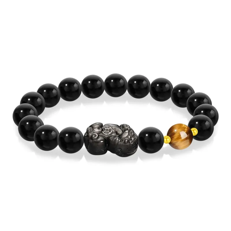 Cuz Strange Intention Obsidian Bracelets Unisex-1