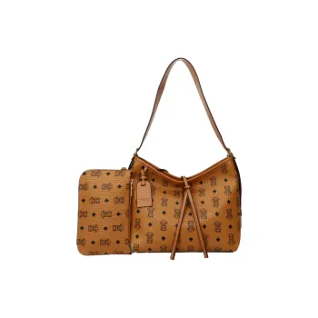 XIANGSU PU Tote Bag, Shopping Bag, Shoulder Bag Women's Ecru/Brown