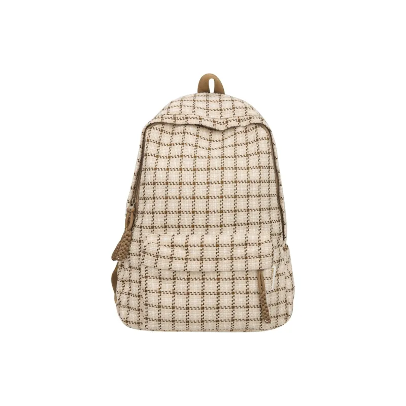 BUBM Cotton Linen Blend Backpack Unisex Yellow/Khaki/Green/Blue/Pink-3