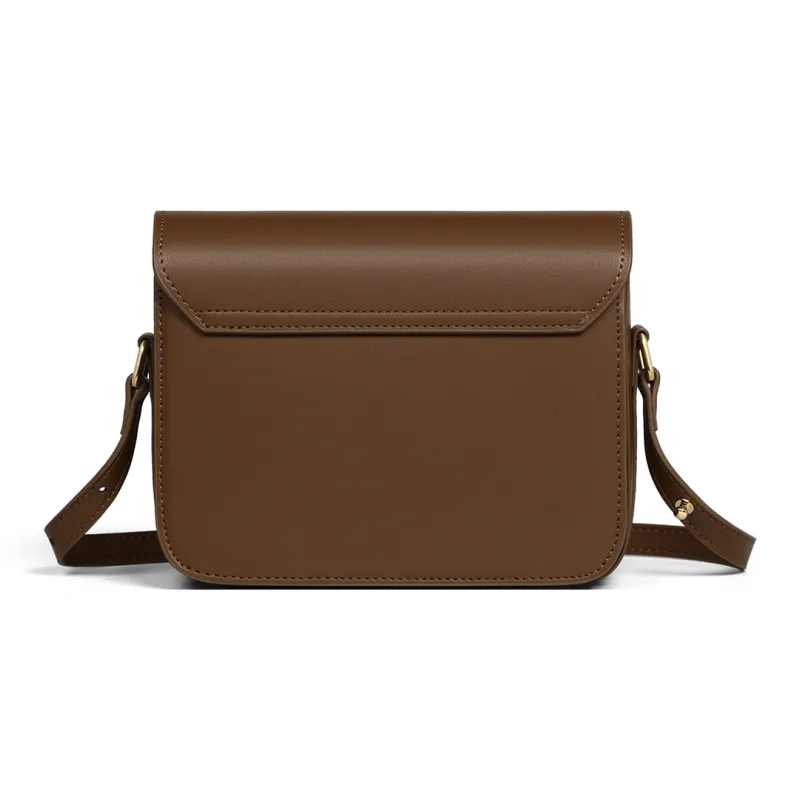 PT'SON Cow Leather Underarm Crossbody Bag, Shoulder Bag, Small Square Bag Regular Women's Dark Coffee-4