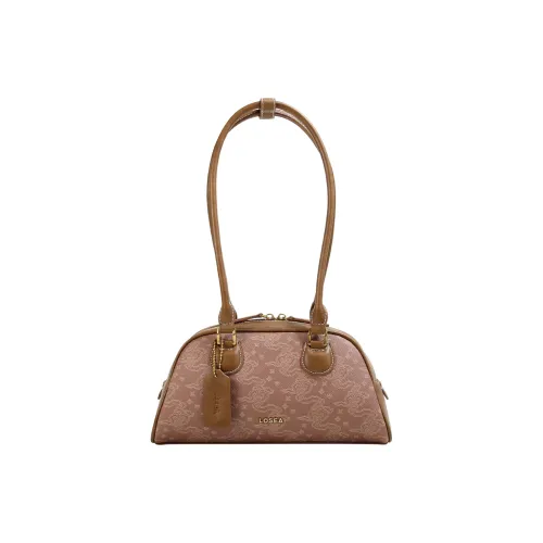 LOSEA Cultural Relics Collaboration 'Tea Fluff' Artificial Leather 2025 Shoulder Bag Medium Size Women's