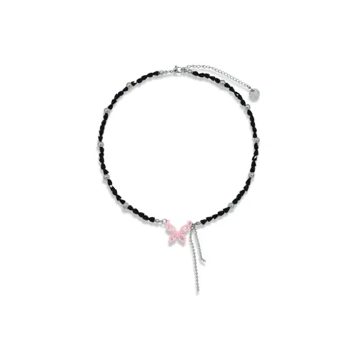 AWE Titanium Steel Necklace Urban Chic Style Hot Girl Accessories Black Diamond Beaded Collarbone Chain Women's