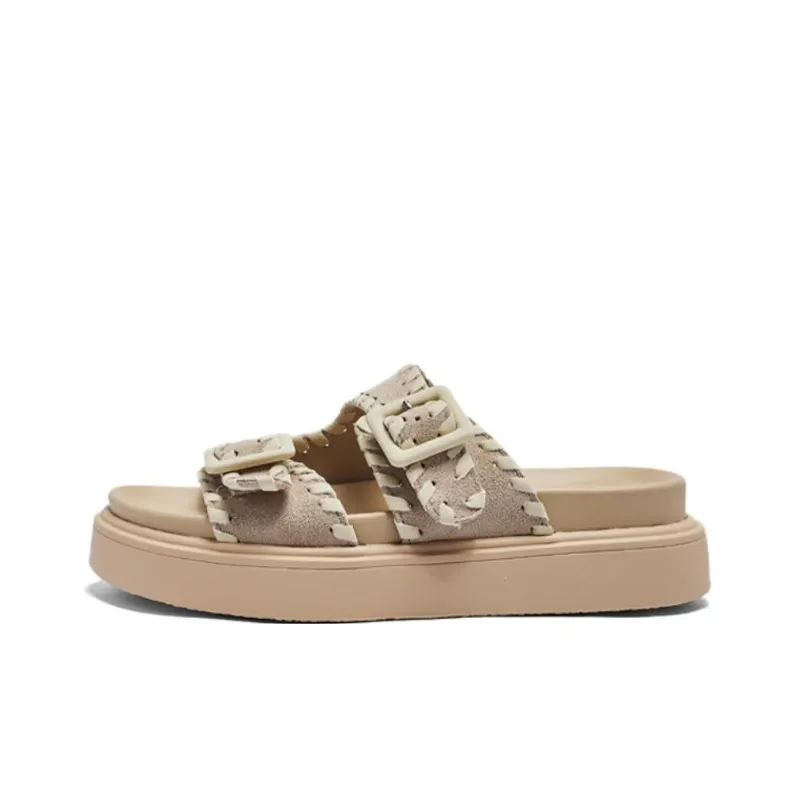 AGSDON Slide Slippers Women's Apricot/Chestnut-0