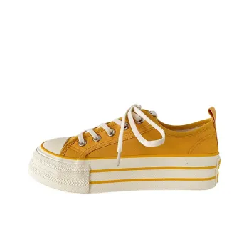 Than Than Me Slip Resistant Low Top Skateboard Shoes Women's Yellow