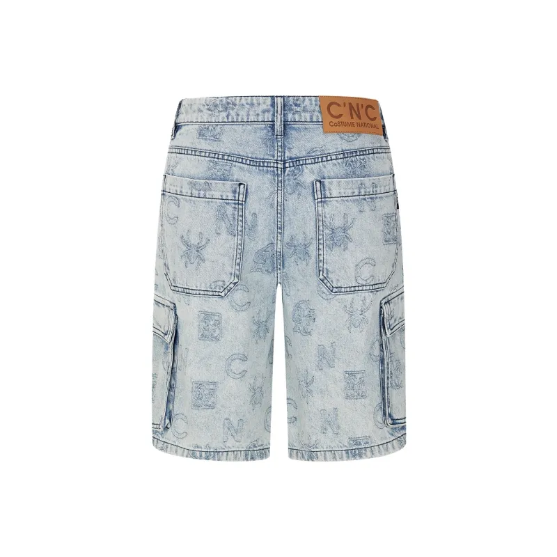 C'N'C Trend Series Denim Shorts Men's Blue Pattern-1