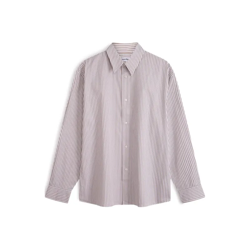 CALVIN KLEIN Simple Collection Shirt Unisex Brown White Stripes-0