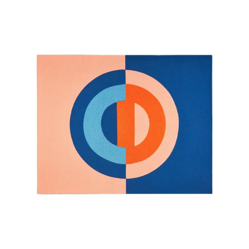 DIOR Cashmere Knit Scarves Women's Orange Blue-1