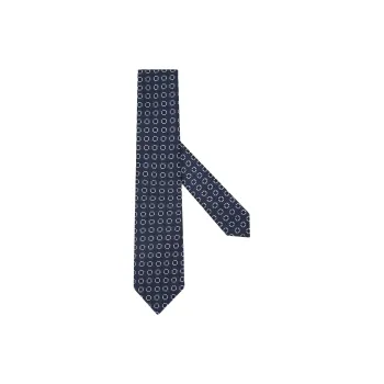Zegna Mulberry Silk Polyester Fiber Ties Men's Midnight Blue