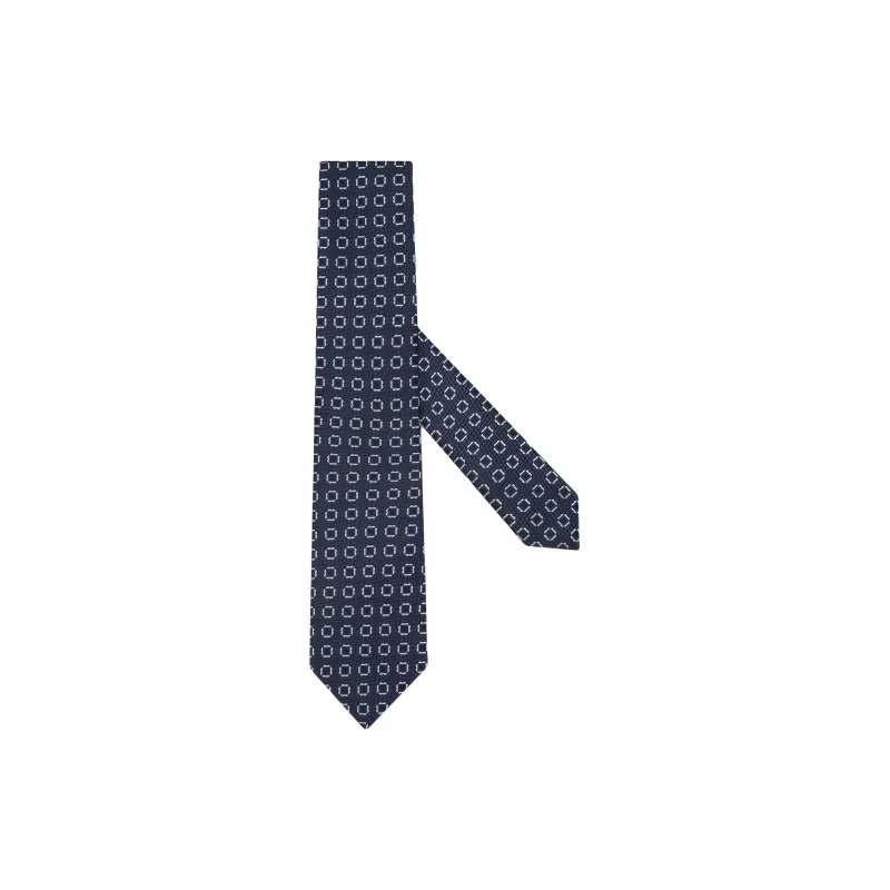 Zegna Mulberry Silk Polyester Fiber Ties Men's Midnight Blue-0