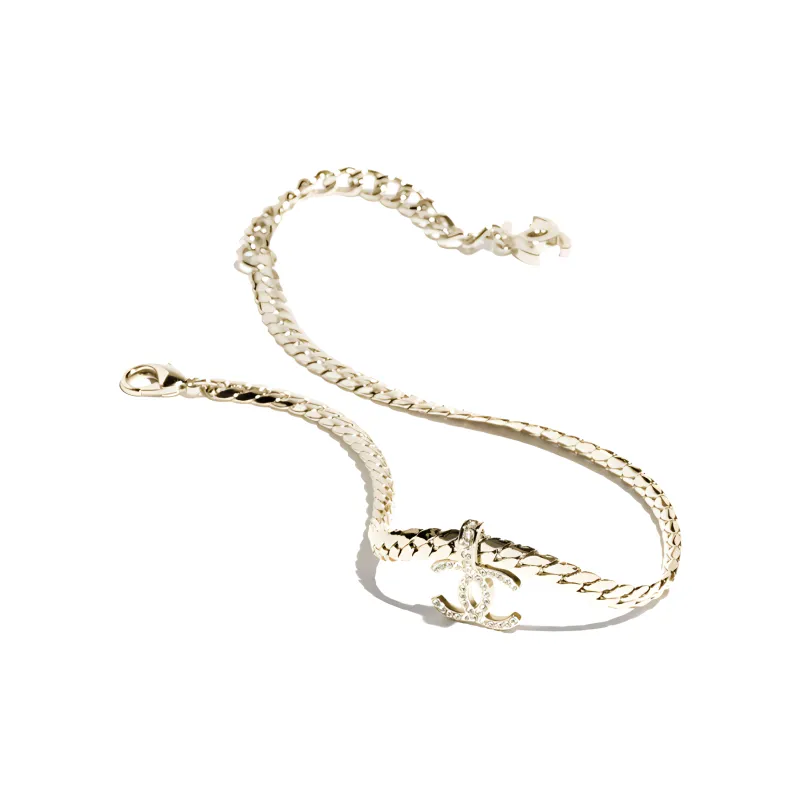 CHANEL Metal, Rhinestone Necklaces Women's Gold-2