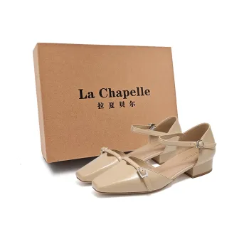 La Chapelle British Style Sweet Style Milk Tea, One Strap Fashion Elegance High Heel Casual Single Shoes 3cm Women's