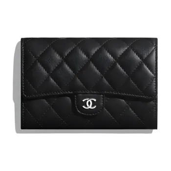 CHANEL Lambskin Flap Wallet Women's Black