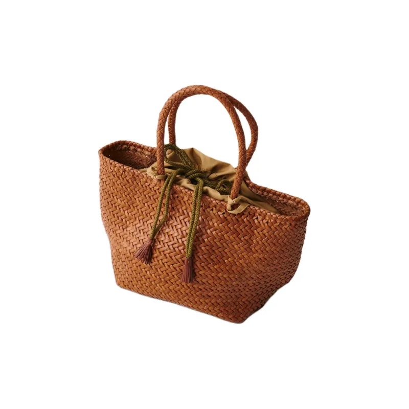 Dragon Diffusion Buffalo Calfskin Handbag Trumpets Unisex Brown-2