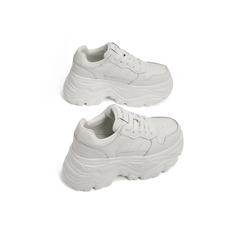 La Chapelle Cushioning, Slip Resistant, And Abrasion Resistant Low Top Chunky Sneakers Women's White-3