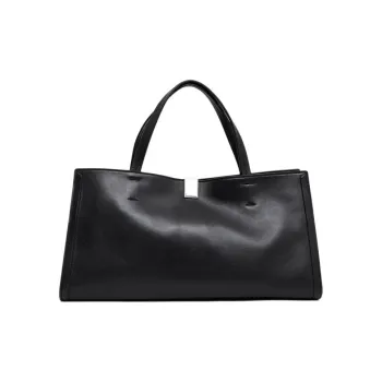 Phoebe Philo Cow Leather Tote Bag, Shopping Bag, Handbag Medium Size Women's Black