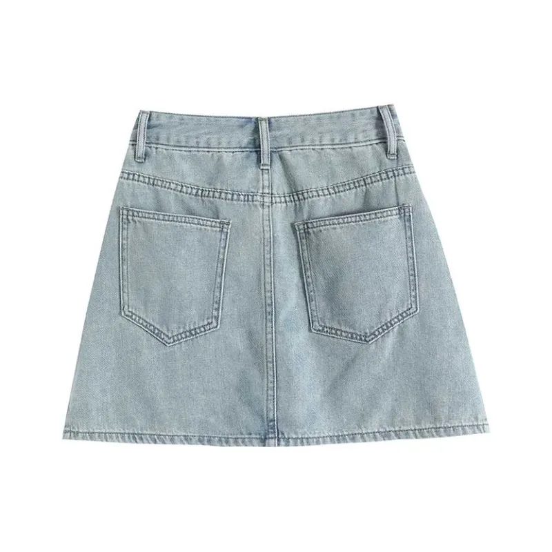 FAWENXIANGZI Denim Short Skirts Women's Blue-1