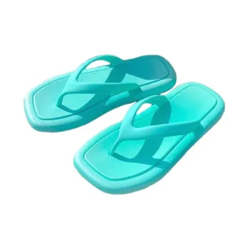 Meter Mint Mambo Candy Color Square Toe Flip Flops For Women's, Korean Style Fashion Casual, Strapped Slippers